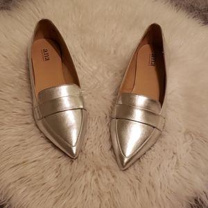 A.n.a silver pointed toe loafer flats (size 9)